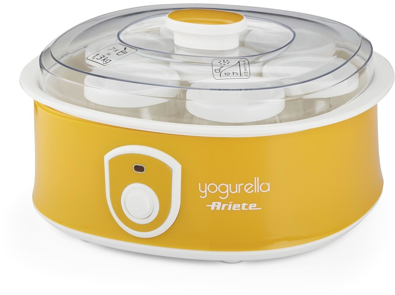 ماست‌ ساز آریته ایتالیا Ariete مدل Yogurella 617 | ظرفیت ۱.۳ لیتر | ۷ شیشه شیشه‌ای | توان ۲۰ وات | رنگ زرد